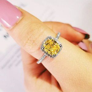 NEW LUXURY ENGAGEMENT DIAMOND S925 STERLING SILVER RING